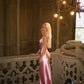 Pink Sweetheart Mermaid Satin Lace Long Prom Dress,Formal Dress C5995