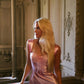Pink Sweetheart Mermaid Satin Lace Long Prom Dress,Formal Dress C5995