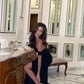 Black Off The Shoulder Mermaid Satin Long Prom Dress,Formal Dress C5996