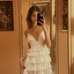 Princess A Line Spaghetti Straps Layer Chiffon Short Homecoming Dress 19th Birthday Outfits C6001