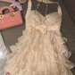 Cute A Line Halter Layer Chiffon Lace Short Homecoming Dress 17th Birthday Outfits C6002