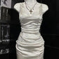 Sheath Mermaid Spaghetti Straps Satin Short Homecoming Dress 19th Birthday Outfits C6005