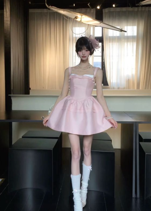 Sweet Pink 16th A Line Spaghetti Straps Satin Short Homecoming Dress Birthday Outfits C6010