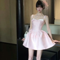 Sweet Pink 16th A Line Spaghetti Straps Satin Short Homecoming Dress Birthday Outfits C6010