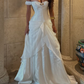 Princess A Line Off The Shoulder Satin Chiffon Long Prom Dress,Formal Dress C6016