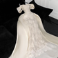 Chic Mermaid Off The Shoulder Satin Lace Long Prom Dress,Formal Evening Dress C6018