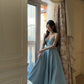Princess A Line Spaghetti Straps Satin Long Prom Dress,Formal Evening Dress C6023