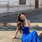 Unique Royal Blue Mermaid V Neck Satin Long Prom Dress,Formal Evening Dress C6024