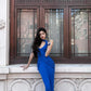Unique Royal Blue Mermaid V Neck Satin Long Prom Dress,Formal Evening Dress C6024