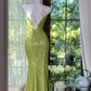 Pretty Mermaid Spaghetti Straps Lace Long Prom Dress,Formal Evening Dress C6025