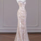 Shiny Mermaid Strapless Tulle Sequin Long Prom Dress,Formal Evening Dress C6026