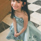 Pretty A Line Strapless Satin Applique Flower Girl Dress C6032
