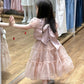 Sweet A Line Two Piece Satin Tulle Short Sleeves Flower Girl Dress C6034