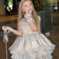 Princess Ball Gown Satin Tulle Beaded With Gloves Flower Girl Dress C6035