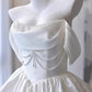 Princess A Line Off The Shoulder Satin Beaded Short Homecoming Dress 16th Birthday Outfits C6036