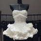 Cute A Line Strapless Tiered Satin Short Homecoming Dress 18th Birthday Outfits C6037