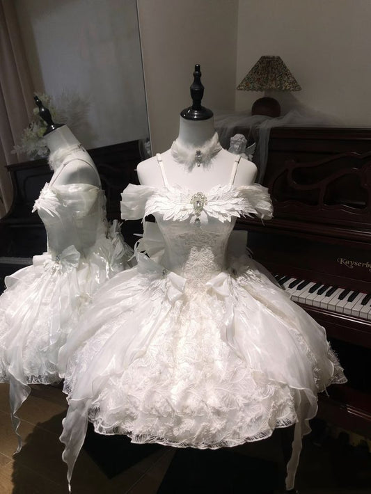Fairy White A Line Off The Shoulder Lace Short Homecoming Dress 19th Birthday Outfits C6039