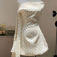 Chic A Line Off The Shoulder Polka Dots Satin Short Homecoming Dress 19th Birthday Outfits C6040