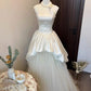 Princess A Line Strapless Satin Tulle Long Prom Dress,Wedding Dress,Evening Dress C6041