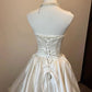 Princess A Line Strapless Satin Tulle Long Prom Dress,Wedding Dress,Evening Dress C6041