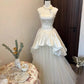 Princess A Line Strapless Satin Tulle Long Prom Dress,Wedding Dress,Evening Dress C6041