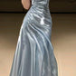 Classy Style A Line Strapless Pleated Satin Long Prom Dress, Bridesmaids Dress, Evening Dress C6044