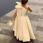 Cute A Line One Shoulder Satin With Bow Knot Flower Girl Dress C6050
