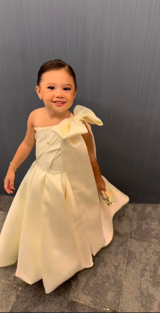 Cute A Line One Shoulder Satin With Bow Knot Flower Girl Dress C6050