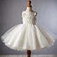 Sweet Ball Gown Satin Tulle Applique Flower Girl Dress C6051
