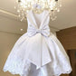 White Ball Gown Satin Lace Flower Girl Dress C6053