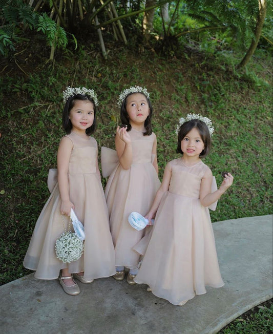 Pretty A Line Chiffon Back With Bow Knot Flower Girl Dress C6059