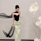 Unique Mermaid Sweetheart Satin Long Prom Dress, Evening Dress C6061