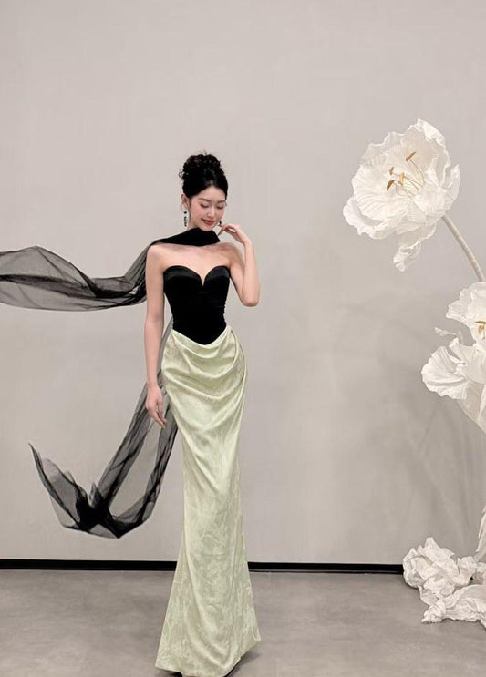 Unique Mermaid Sweetheart Satin Long Prom Dress, Evening Dress C6061