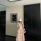 Sweet A Line Spaghetti Straps Satin Tiered Chiffon Long Prom Dress, Evening Dress C6063