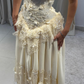 Pretty A Line Strapless Chiffon Lace Long Prom Dress, Evening Dress C6064