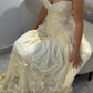 Pretty A Line Strapless Chiffon Lace Long Prom Dress, Evening Dress C6064