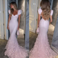 Pink Mermaid Sweetheart Tulle Sequin Flower With Short Bubble Sleeves Long Prom Dress, Evening Dress C6066