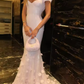 Pink Mermaid Sweetheart Tulle Sequin Flower With Short Bubble Sleeves Long Prom Dress, Evening Dress C6066
