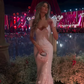 Pink Mermaid Sweetheart Tulle Sequin Flower With Short Bubble Sleeves Long Prom Dress, Evening Dress C6066