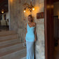 Chic Mermaid Off The Shoulder Chiffon Long Prom Dress, Evening Dress C6068