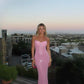 Sexy Pink Mermaid Spaghetti Straps Sequin Long Prom Dress, Evening Dress C6069