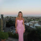 Sexy Pink Mermaid Spaghetti Straps Sequin Long Prom Dress, Evening Dress C6069