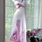 Chic A Line One Shoulder Chiffon Sequin Printed Butterfly Long Prom Dress, Evening Dress C6070