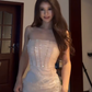 Shiny Mermaid Strapless Tulle Sequin Slit Long Prom Dress, Evening Dress C6077