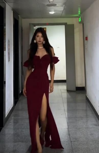 Formal Mermaid Off The Shoulder Burgundy Satin Slit Long Prom Dress, Evening Dress C6078