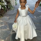 Cute A Line Satin Back With Bow Knot Flower Girl Dress C6081