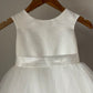 Pretty A Line Satin Tulle Back With Bow Knot Flower Girl Dress C6085
