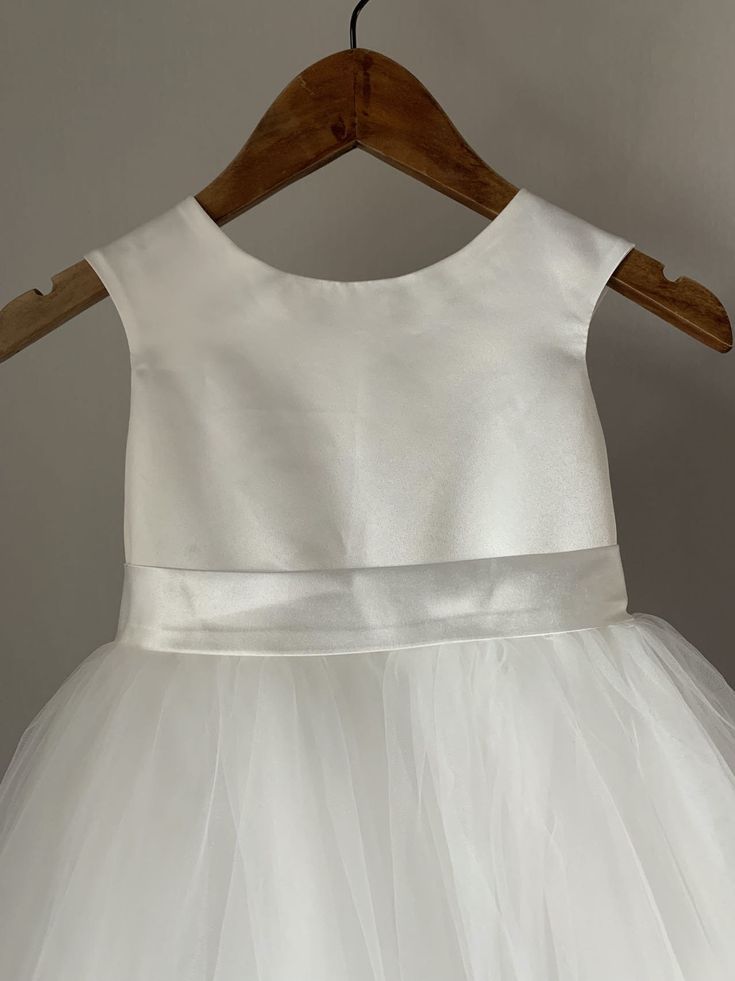 Pretty A Line Satin Tulle Back With Bow Knot Flower Girl Dress C6085