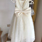Sweet A Line Satin Tulle Pearl Bead Back With Bow Knot Flower Girl Dress C6086