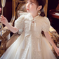 Sweet A Line High Neck Tulle Lace With Short Sleeves Flower Girl Dress C6091